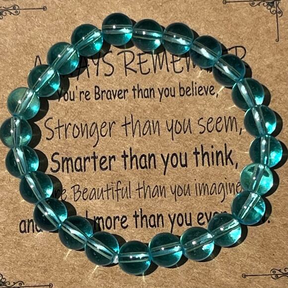 Stone Bracelet New Always Remember Positive Affirmation Stretches Gift Present - Picture 1 of 2
